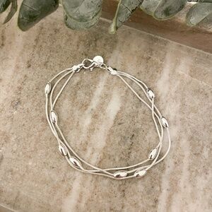 925 Sterling Silver Multi Layer Bead Bracelet Dainty Minimalist Bracelet